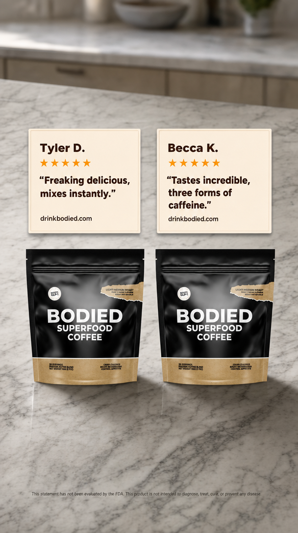 07. Three review cards &middot; Marble counter lineup